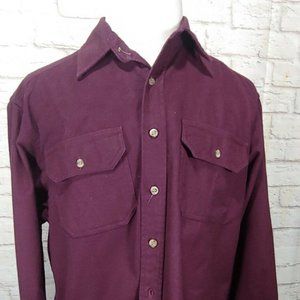 Woolrich Mens Maroon Button Down Flannel Shirt L